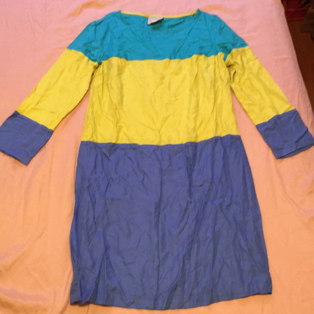 Anthropogie color block shift dress w 3/4 sleeves